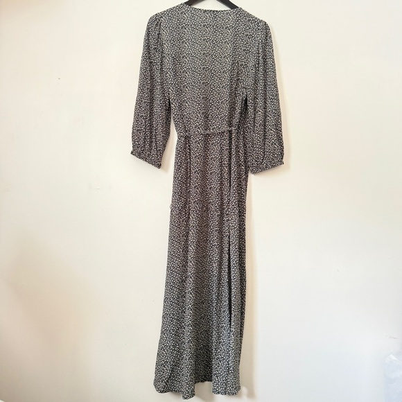 GAP LENZING™ ECOVERO™ Flounce Midi Black and White Asymmetrical Wrap Dress - Picture 5 of 10